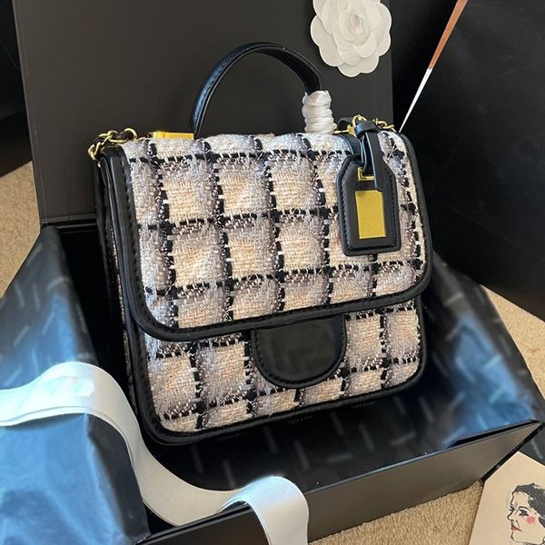 

tweed square women luxury designer crossbody bag matelasse leather portable quilted classic flap shoulder bag trend handbag multi pochettes