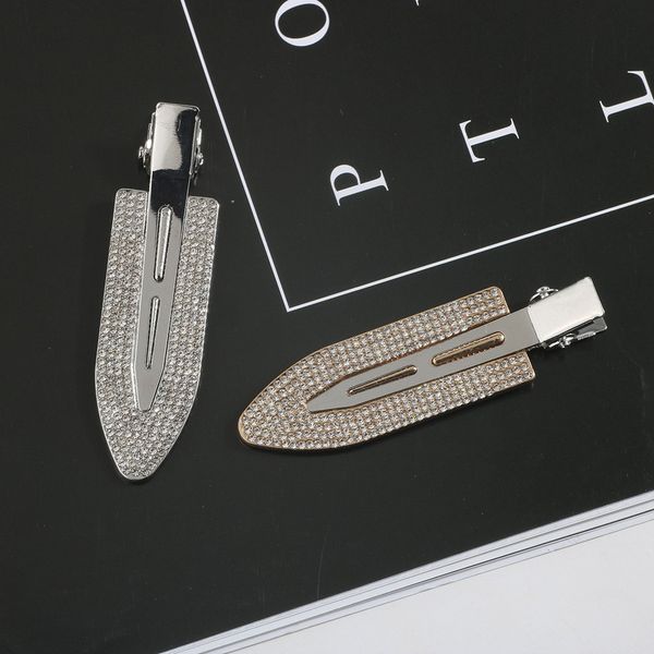 

crystal hair clip ribbon women elegant korean design snap barrette stick gold/silver metal alloy hairpin hairs accessories 1317, Slivery;white