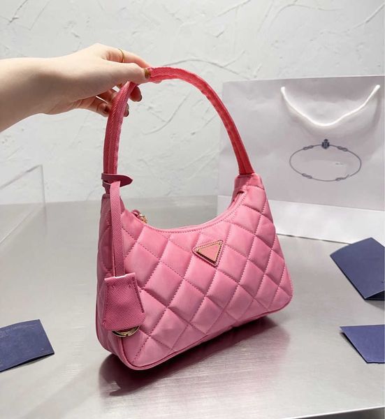 

triangular canvas diamond grid underarm bag french stick bag handbag women
