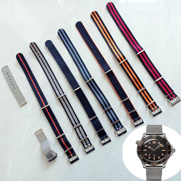 

watch ba james bond 007 300m nato strap for watch master nttd band watch accessories with sier original steel clasp wristwatches, Black;brown