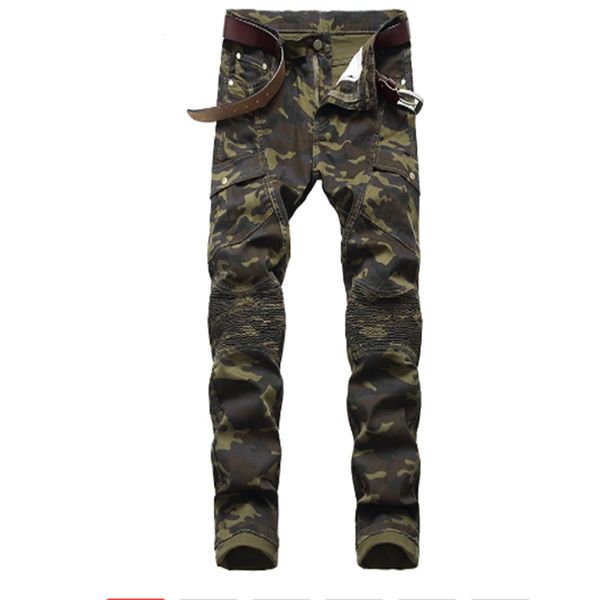 

mens joggers military camouflage cargo denim jeans fashion trousers streetwear casual brand pants 2023 new size 27-42, Blue