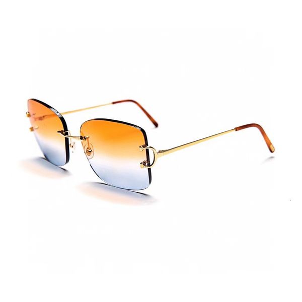 

fashion designer 0032 mens sunglasses classic metal frameless gradient colors lens square shape glasses summer leisure versatile style uv pr, White;black