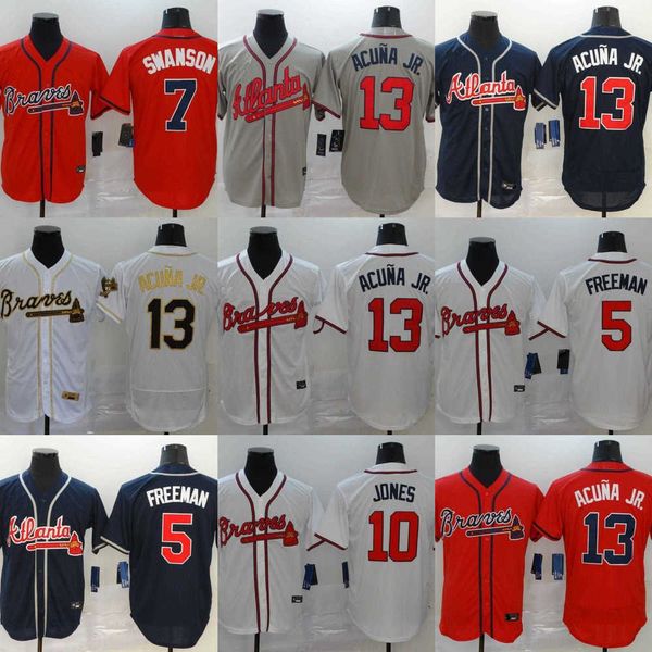 

2021 13 ronald acuna jr jersey 5 freddie an 7 dansby swanson 24 deion sanders men women kids baseball jerseys, Blue;black