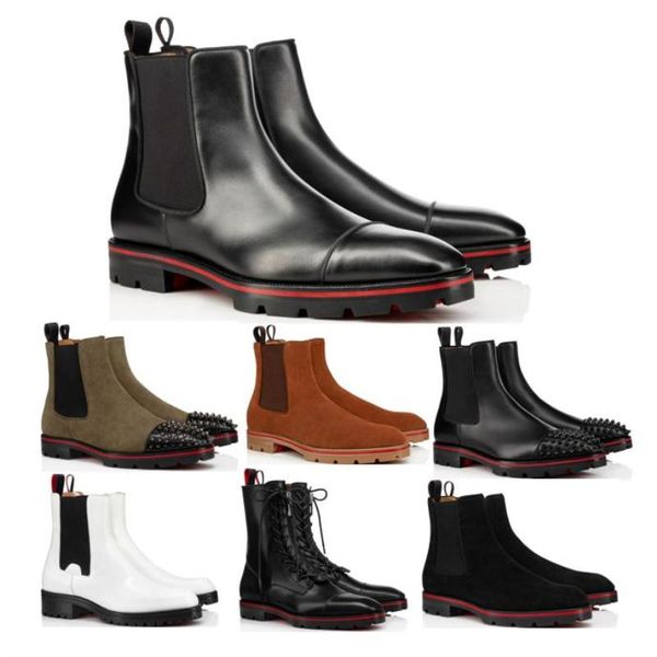 

2021 new red bottomed ankle boots designer men boot classic black fashion booties suede calfskin reds sole motorcycle ankle for mens sh clso