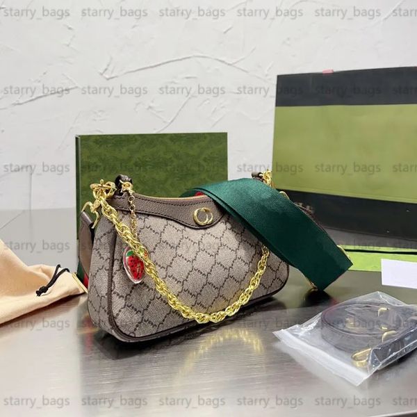 

women hobos bag vintage letters hobo with strawberry pendant underarm bag designer crossbody shoulder bags womens handbags baguette saddle