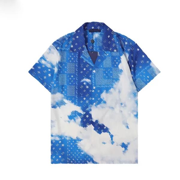 

men designers blouse shirts beash shorts men's camisas de hombre fashion geometric letter print casual shirts men short sleeve turn dow, White;black