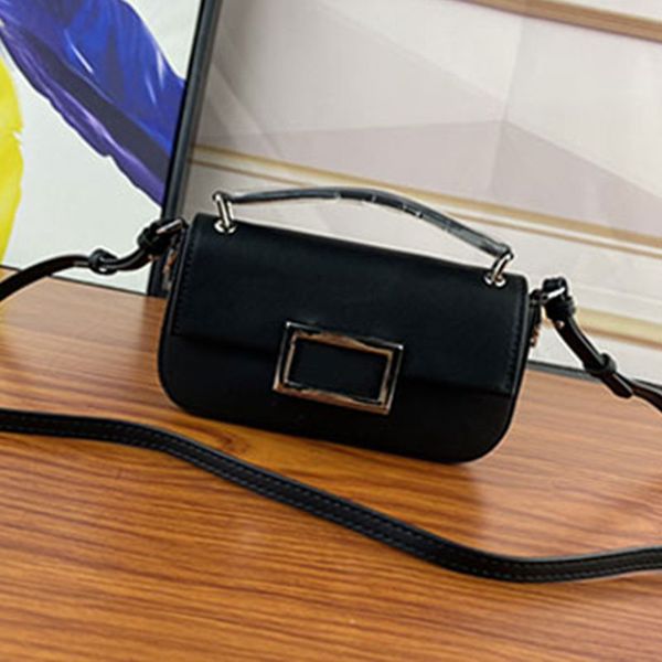 

plain baguette crossbody bag women handbag purse genuine leather silver hardware inside fashion letters brand flap shoulder bags 19cm