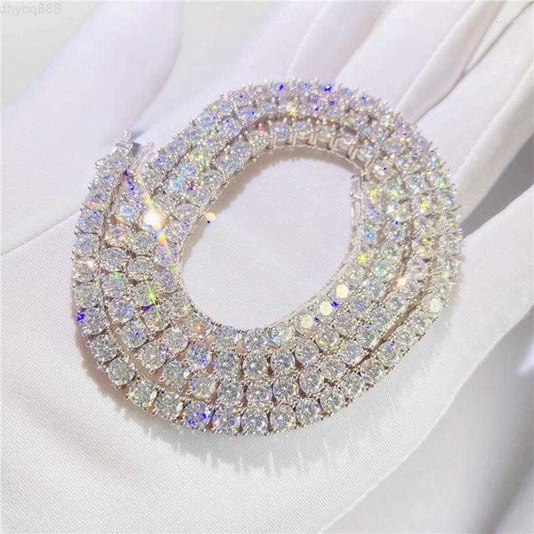 

chains 100% s925 sterling silver 3mm d color moissanite tennis chain necklace for men hiphop gra certificatechains