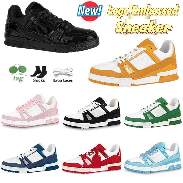 

2023 designer sneaker virgil trainer casual shoes calfskin leather abloh white green red blue letter overlays platform low sneakers size 36-, Black