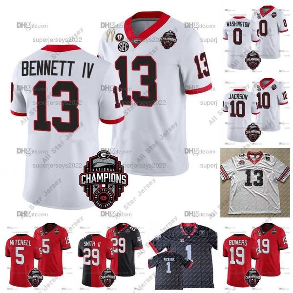 

american college football wear georgia herschel walker ncaa college football jersey stetson bennett iv milton kenny mcintosh edwards ladd mc, Black