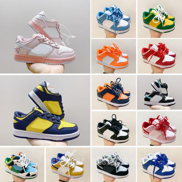 

2023 designer kids baby shoes for boys girls sports black chunky low cows trainers boy and girl athletic outdoor sneakers dunks children eur, Black;red