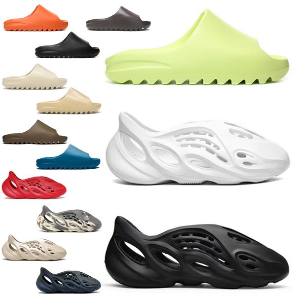 

sandals slides sneakers men women slippers soft shoes fashion trainers slider foam runner slippers graffiti bone white resin desert sand des, Black