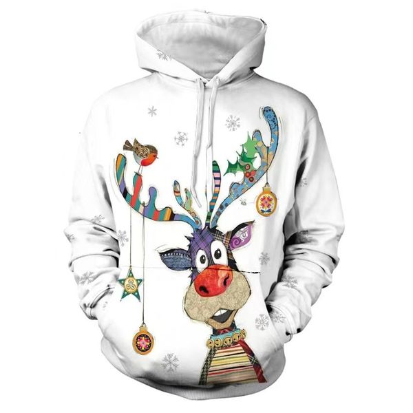

men's hoodies sweatshirts christmas moose print hooded funny cute pattern jacket coat spring autumn street trend men oversized pullover, Black