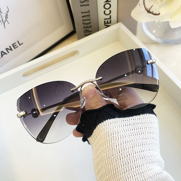 

sunglasses frames sunglasses women oversized cat eye eyewear gradient brown pink rimless sun glasses for female gift brand designer uv400 23, Silver