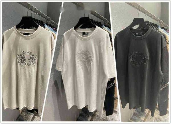 

balengs italy brand men t shirts printing men's women's os paris embroidered lion wheat crown luminous t-shirt bale 8j4i, White;black