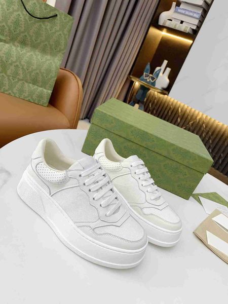 

2023 time out sneakers fashion platform shoes perforated embossed bulge letter sneaker men women trainers genuine leather casual shoe, Black