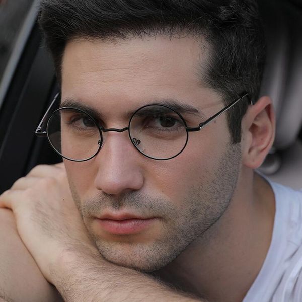 

sunglasses frames fashion antiblue light glasses frame female round retro art men flat mirror equipped with myopia a801 230106, Silver