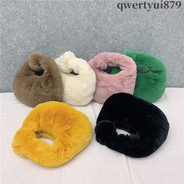 

totes fur women's small half moon bag luxury warm plush wrist bags for women fashion furry short handle clutch cute ladies coin purses
