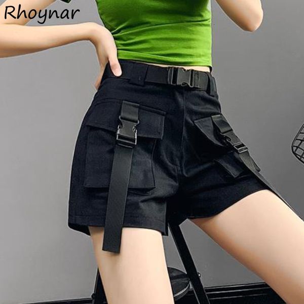 

women s shorts cargo women pockets high waist summer korean style students thin loose all match casual wide leg harajuku clothing design 230, White;black