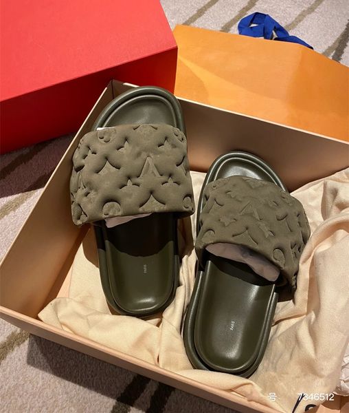 

2023 paris summer sandal women genuine leather beach slippers hook flat slides outside flip flops designer shoes velcro tape sandalias pool, Black