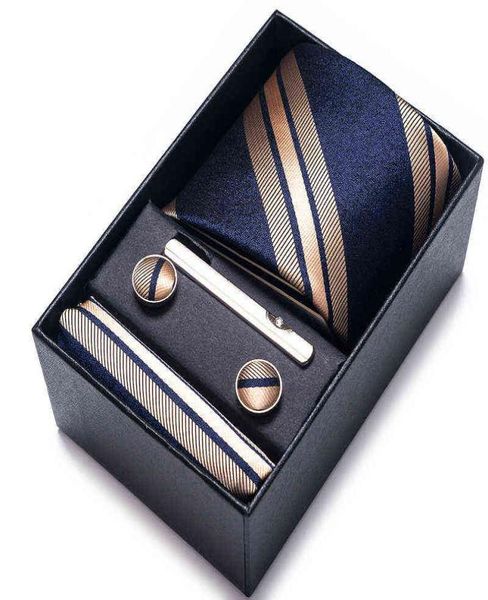 

65 colors fashion brand tie handkerchief cufflink set necktie box man039s dark blue gold shirt accessories new year039s day 3420075, Blue;purple