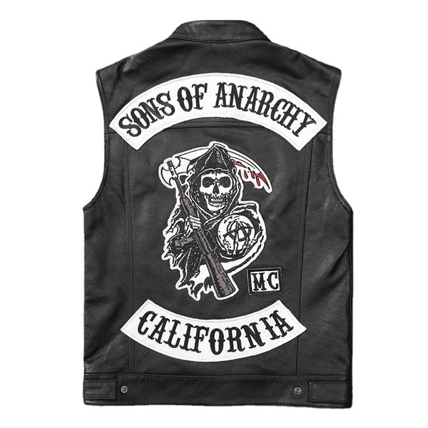 

men s leather faux classical motorcycle biker vest men genuine cowhide sleeveless jackets motor vests asian 230112, Black
