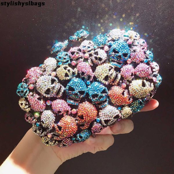 

shoulder bags xiyuan skull women colorful evening bags purses and handbags hollow out wedding floral clutch bags bridal diamond shoulder bag