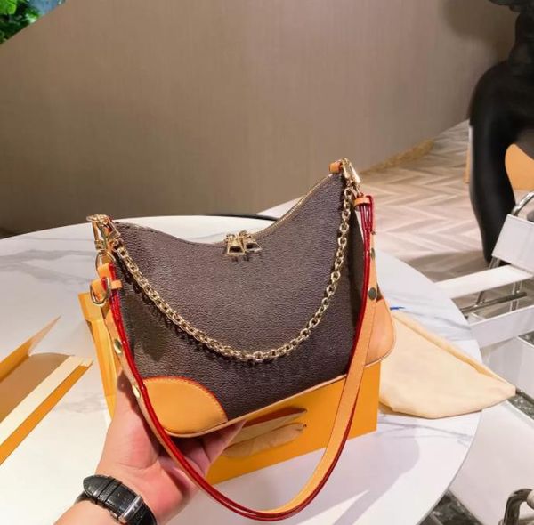 

2023 New fashion chain Shoulder bag Women 28cm Luxury Designer Large Capacity Flower Bag Hotsale black khaki Two colors, Brown1