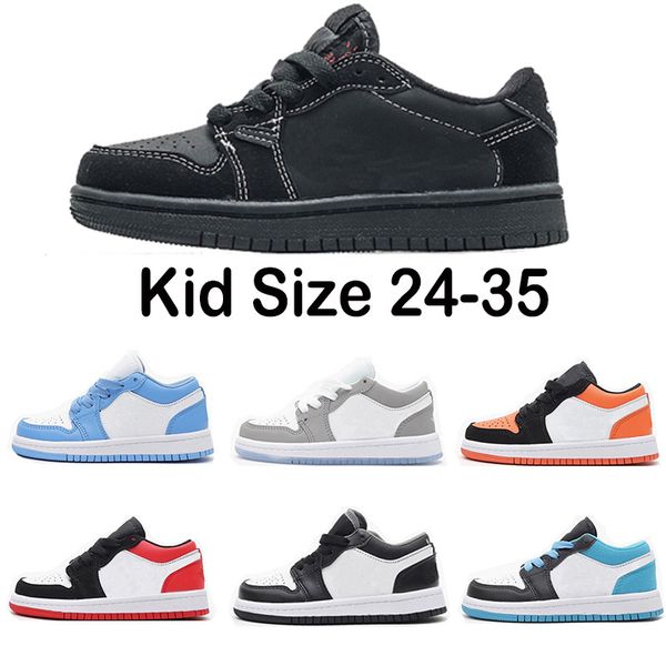 

infants 1 kids basketball shoes boy girl university blue obsidian chicago red kids sports outdoor low sneakers multi color size 24-35, Black