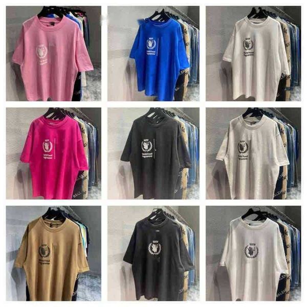 

balengs italy brand men t shirts printing men's women's os paris world food agency joint wfp t-shirt balencaga, White;black