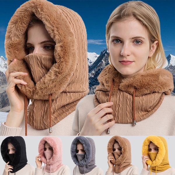 

fashion face masks neck gaiter 3 in 1 hat mask scarf winter warm thickening outdoor ski windproof mountaineering hiking ladies travel gear 2
