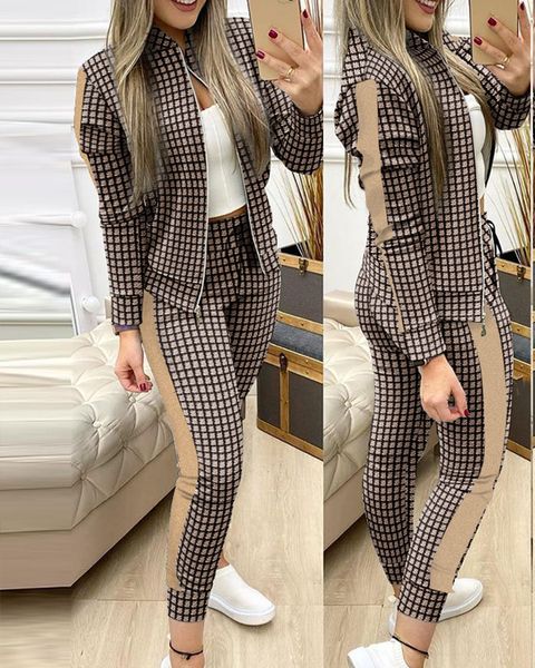 

womens tracksuits tracksuit suits 2 piece set zipper jacketlong pants sports suit female sweatshirt sportswear for woman clothing 230113, Gray