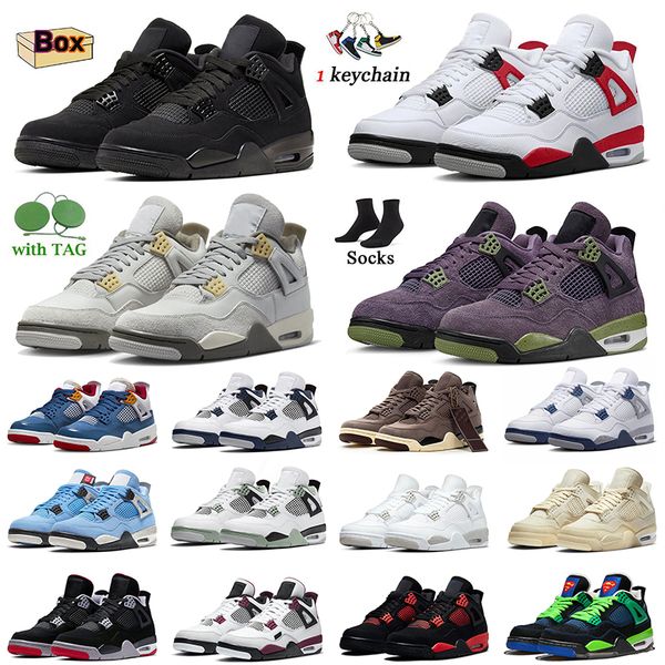 

with box black cat 4s men basketball shoes jumpman 4 jordas4 a ma maniere red cement pn dust midnight navy blue thunder pure money mens