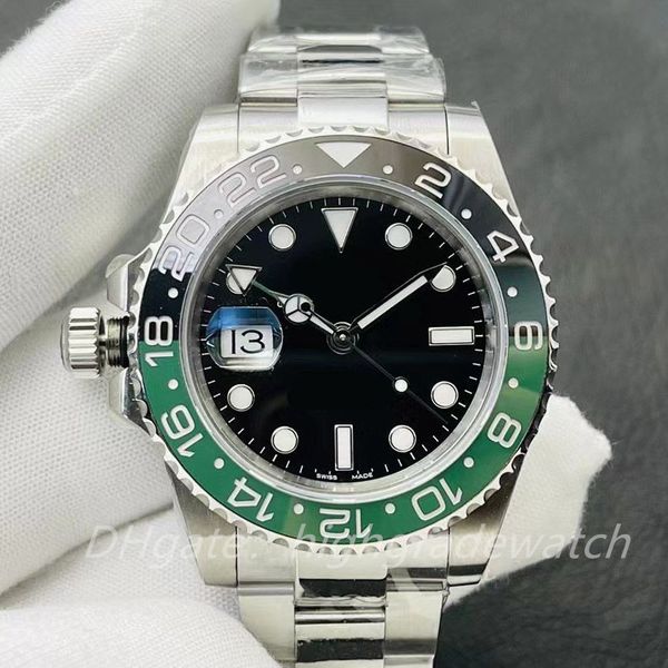 

nf clean vr gm aa luxury mens watch dual time zone eta 3186 3285 automatic mechanical diving sports lefty green fashion men gmt watch cerami, Slivery;brown
