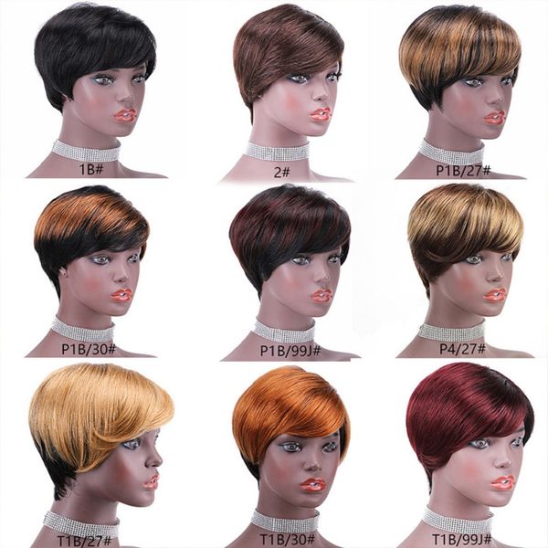 

a 9 ruishuang african life wig color changing short full-mechanism head covering woman, Black;brown