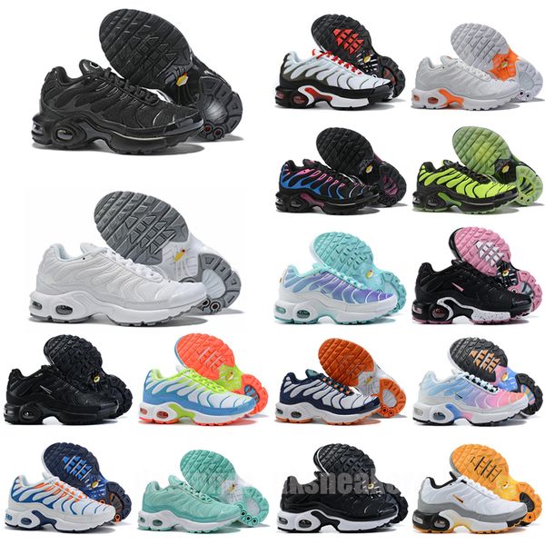 

2023 tn kids running shoes tn enfant breathable soft sports chaussures boys girls tns plus sneakers youth requin trainers size 25-35, Black