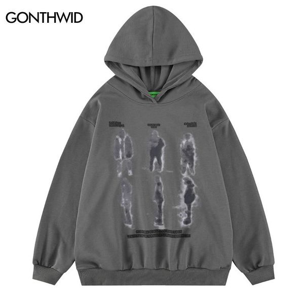 

mens hoodies sweatshirts hip hop hoodie sweatshirt streetwear shadow graphic print punk gothic pullover hooded harajuku casual cotton 230113, Black