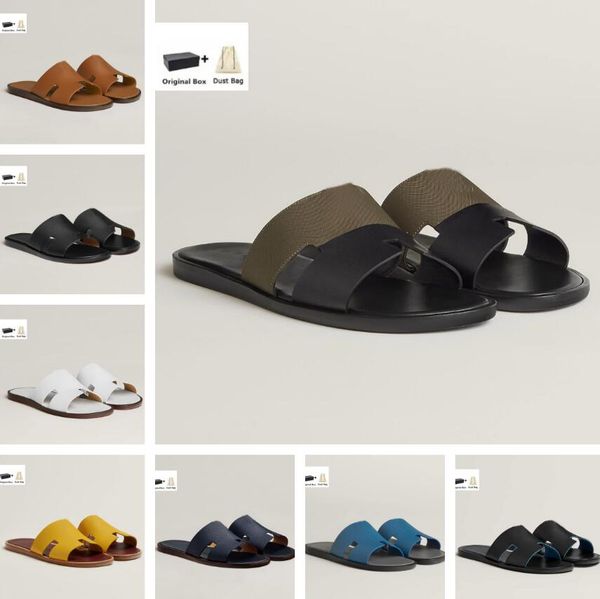 

2023 perfect brand izmir men sandals shoes calfskin leather man slippers slip on beach slide flats boys flip flops comfort footwear eu 38-46, Black