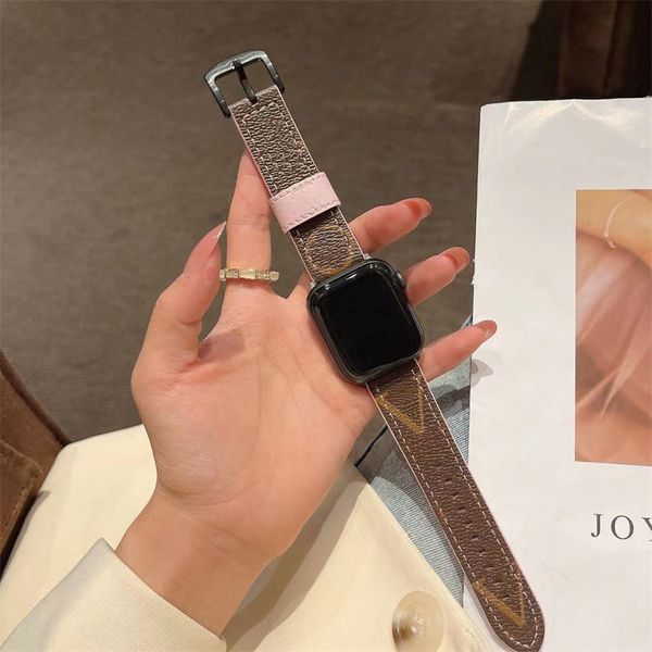 

men women Luxury Apple Watch Band Flower Leather Watchs Strap Wristband For Iwatch 8 7 6 5 4 SE Designer Watchbands wo s bands