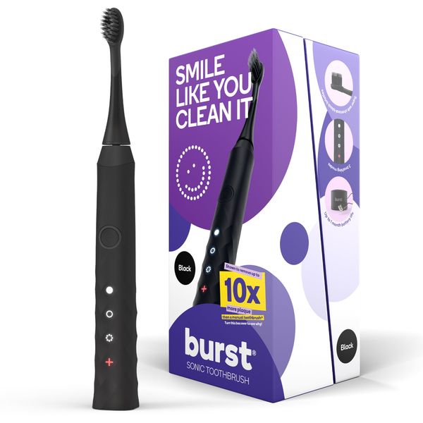 

burst sonic electric toothbrush with 1 head and charging base black
