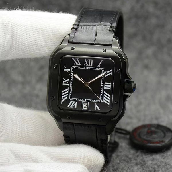 

Car Luxury Men's Watch Mechanical Automatic Square Watch tier Cowhide Band Diameter 40mm Designer Watch Sapphire Mirror Black dial Montre De Luxe Watch dhgates watch, 12