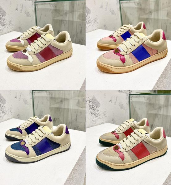 

mens dirty screener leather designer sneaker shoes for men women ace printing flats canvas casual trainers 320, Black