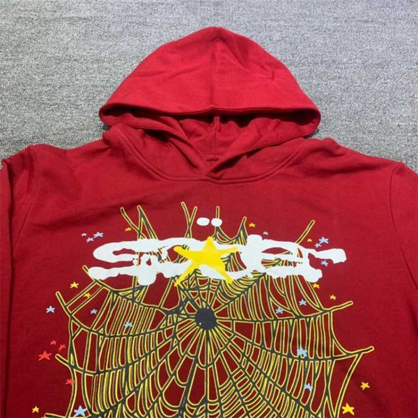 

men's hoodies sweatshirts 2023fw red sp5der 555555 pullover men women young thug oversized spiderweb hoodies t230111, Black