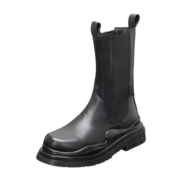 

genuine leather men chelsea boots high man black ankle boot
