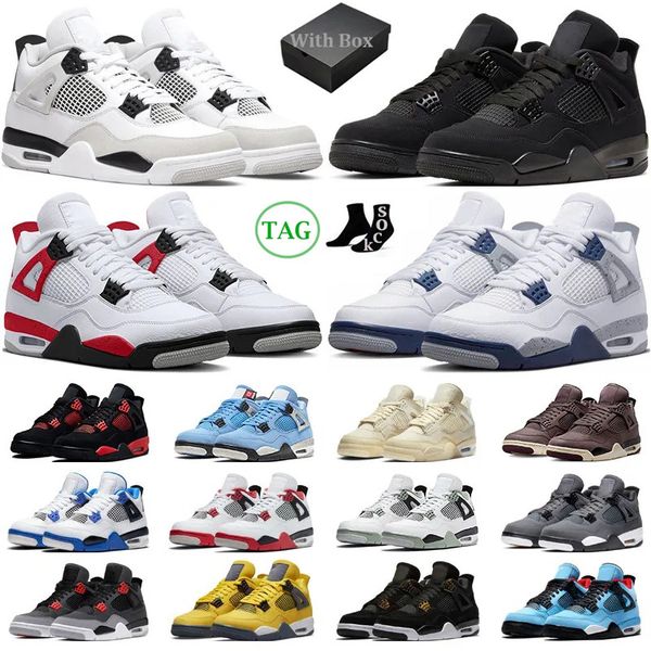 

2023 men women basketball shoes 4 4s military black cat red thunder sail university blue white oreo fire pure money midnight navy mens sneak