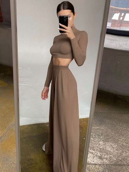 

womens tracksuits autumn winter women solid casual fitness tracksuit set outfits long sleeve crop trouser flare pants 2 two piece 230113, Gray