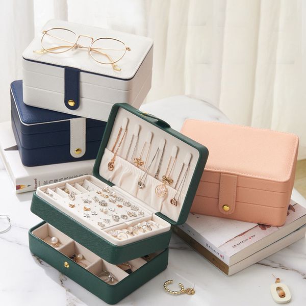 

jewelry stand earrings necklace jewelry storage box leather multifunctional customization 230113, Black