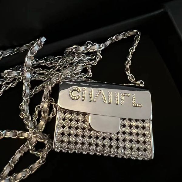 

designer mini shimmer diamond mini flap bags classic silver diamante metal lipstick case hardware chain coins purse wallets luxury dinner sh