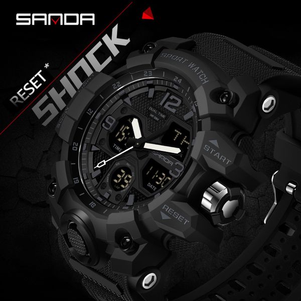 

wristwatches sanda brand sports mens watches military quartz watch man waterproof wristwatch for men clock shock relogios masculino 6030 230, Slivery;brown