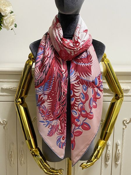 

women's square scarf scarves 100% twill silk material pint letters phoenix pattern size 140cm - 140cm, Blue;gray